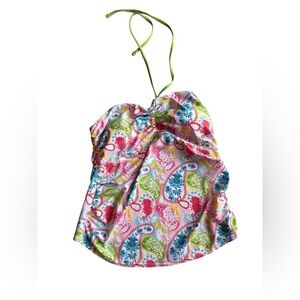 Merona floral Colorful  Swim Padded Halter Back Tankini Top Size XL One Piece